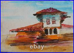 1962 Vintage oil painting landscape house signed