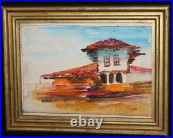 1962 Vintage oil painting landscape house signed