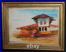 1962 Vintage oil painting landscape house signed