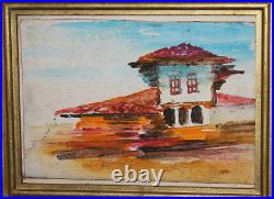 1962 Vintage oil painting landscape house signed