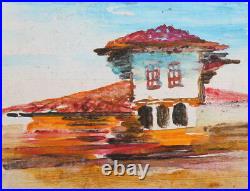 1962 Vintage oil painting landscape house signed