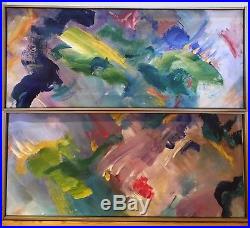 1970s Vintage Mid-Century Modern Abstract Oil Painting Framed Signed Framed