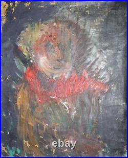 1989 Portrait vintage abstract expressionist oil painting signed