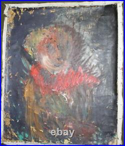 1989 Portrait vintage abstract expressionist oil painting signed