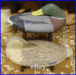 1990 Pair of Sleeper Mallard's Gunning Decoy Original Paint Signed