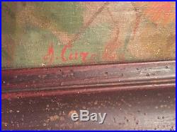 19th C. Victorian Antique Oil Painting Roses Crysamthemums Stunning Signed