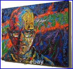 20x16 MODERN ORIGINAL OIL? PAINTING? VINTAGE? IMPRESSIONIST? ART SIGNED ABSTRACT A