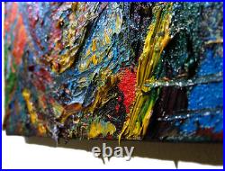 20x16 MODERN ORIGINAL OIL? PAINTING? VINTAGE? IMPRESSIONIST? ART SIGNED ABSTRACT A