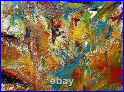 20x16 MODERN ORIGINAL OIL? PAINTING? VINTAGE? IMPRESSIONISt? ART SIGNED ABSTRACT A