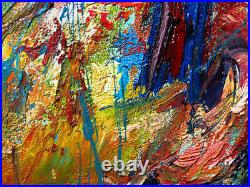 20x16 MODERN ORIGINAL OIL? PAINTING? VINTAGE? IMPRESSIONISt? ART SIGNED ABSTRACT A