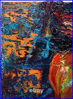 20x16 MODERN ORIGINAL OIL? PAINTING? VINTAGE? IMPRESSIONISt? ART SIGNED ABSTRACT A