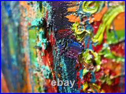 20x16 MODERN ORIGINAL OIL? PAINTING? VINTAGE? IMPRESSIONISt? ART SIGNED ABSTRACT A