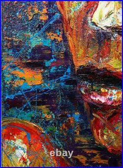 20x16 MODERN ORIGINAL OIL? PAINTING? VINTAGE? IMPRESSIONISt? ART SIGNED ABSTRACT A