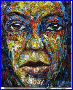 20x16 MODERN ORIGINAL OIL? PAINTING? VINTAGE? IMPRESSIONISt? ART SIGNED PORTRAIT A