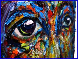 20x16 MODERN ORIGINAL OIL? PAINTING? VINTAGE? IMPRESSIONISt? ART SIGNED PORTRAIT A