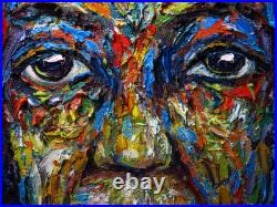 20x16 MODERN ORIGINAL OIL? PAINTING? VINTAGE? IMPRESSIONISt? ART SIGNED PORTRAIT A