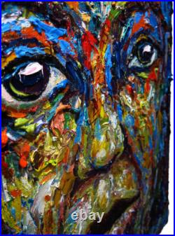 20x16 MODERN ORIGINAL OIL? PAINTING? VINTAGE? IMPRESSIONISt? ART SIGNED PORTRAIT A