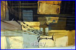 24 Vintage Oil Painting Canvas Signed GERARD Old Town View Boat & Bridge