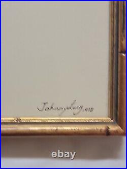 2 1978 Vintage Signed Artist Johnny Lung Paintings On Silk Professionally Framed