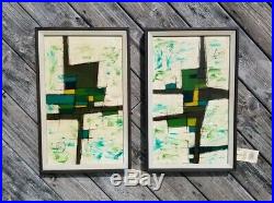 (2) VTG/Mid-Century Modern VanGuard Studios ABSTRACT Signed/Framed Oil Paintings