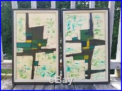 (2) VTG/Mid-Century Modern VanGuard Studios ABSTRACT Signed/Framed Oil Paintings