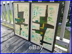 (2) VTG/Mid-Century Modern VanGuard Studios ABSTRACT Signed/Framed Oil Paintings