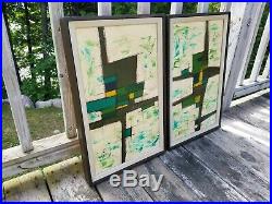 (2) VTG/Mid-Century Modern VanGuard Studios ABSTRACT Signed/Framed Oil Paintings