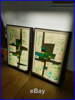 (2) VTG/Mid-Century Modern VanGuard Studios ABSTRACT Signed/Framed Oil Paintings