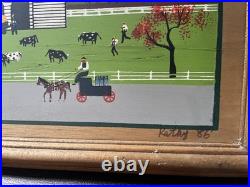 2 Vintage Folk Art Paintings Kathy Jakobsen Signed 1986 & Susan 1986 Wooden