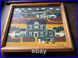 2 Vintage Folk Art Paintings Kathy Jakobsen Signed 1986 & Susan 1986 Wooden