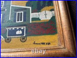 2 Vintage Folk Art Paintings Kathy Jakobsen Signed 1986 & Susan 1986 Wooden