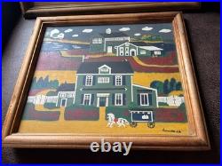 2 Vintage Folk Art Paintings Kathy Jakobsen Signed 1986 & Susan 1986 Wooden