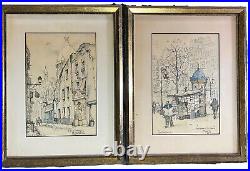 2 Vintage Framd Jan Korthals Impressionist Paris Prints Montmartre Blvd St Denis