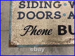 35 vtg 1950s 60s Hand painted and decal metal sign advertisement Construction