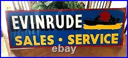 36 Vintage Hand Painted Evinrude Boat Parts Service Shop Sign Fishing Gas Oil