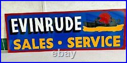 36 Vintage Hand Painted Evinrude Boat Parts Service Shop Sign Fishing Gas Oil