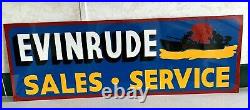 36 Vintage Hand Painted Evinrude Boat Parts Service Shop Sign Fishing Gas Oil