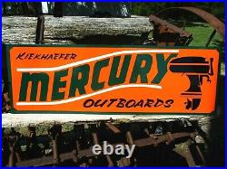 36 Vintage Hand Painted MERCURY OUTBOARD MOTORS Boat Shop Sign Fishing Gas Oil