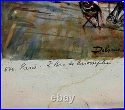 3 vintages authentic painting Watercolor Art lithography signed Lucien DELARUE