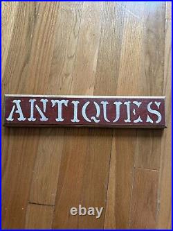 70s Antique Vintage Folk Art Dealer Sign Wood Painted Advertising