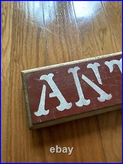 70s Antique Vintage Folk Art Dealer Sign Wood Painted Advertising