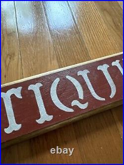 70s Antique Vintage Folk Art Dealer Sign Wood Painted Advertising