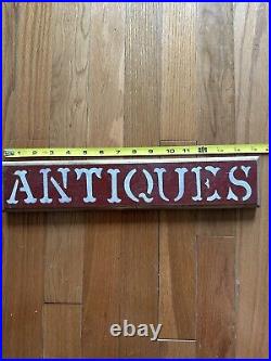 70s Antique Vintage Folk Art Dealer Sign Wood Painted Advertising