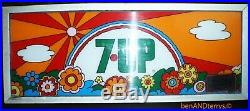 7up Vintage 1970's reverse painted cooler soda machine sign Peter Max style