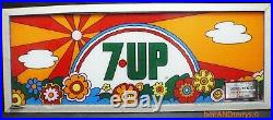 7up Vintage 1970's reverse painted cooler soda machine sign Peter Max style