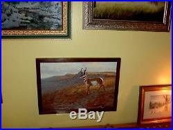 $800 VINTAGE AUTH Signed Jim Morgan Oil Antelope Pronghorn Buck Deer, Landscape