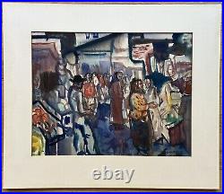 ADRIEN MACHEFERT California Listed Artist Original Signed Vintage Watercolor