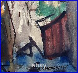 ADRIEN MACHEFERT California Listed Artist Original Signed Vintage Watercolor