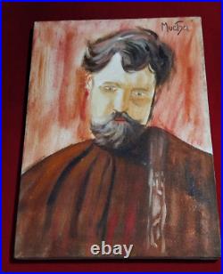 ALFONS MUCHA OIL ON CANVAS PAINTING Signed And Stamped Vtg Art