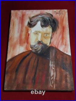 ALFONS MUCHA OIL ON CANVAS PAINTING Signed And Stamped Vtg Art